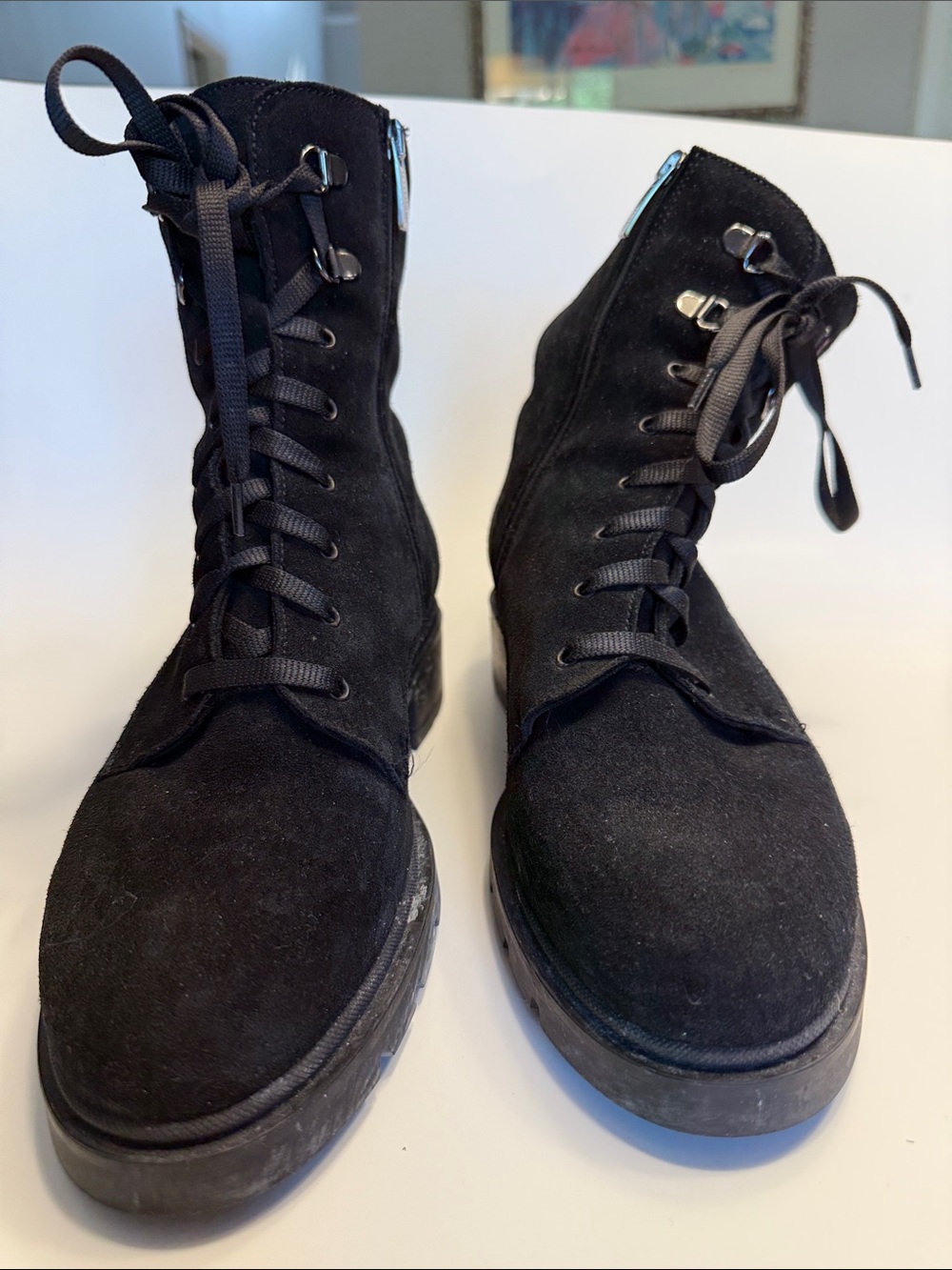 Women’s La Canadienne Black Suede Lace-Up Boots